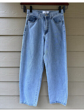 Flying Angel Women’s Blue High Rise Barrel Leg Medium Wash Jeans Size 9/29
